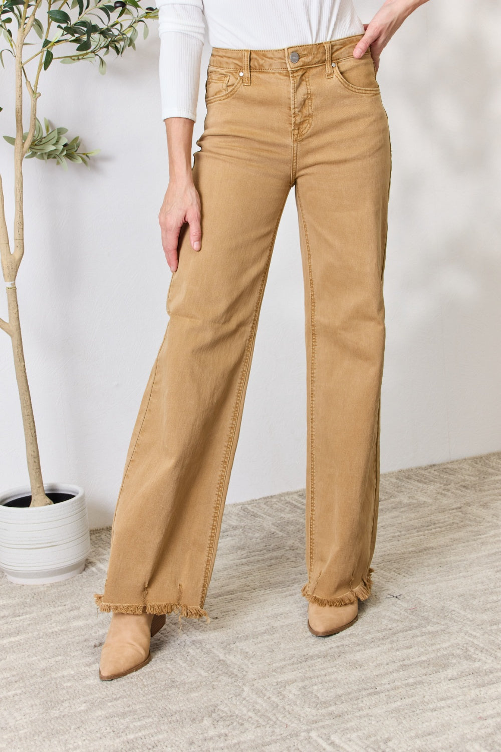 "RISEN" Hem Wide Leg Jeans
