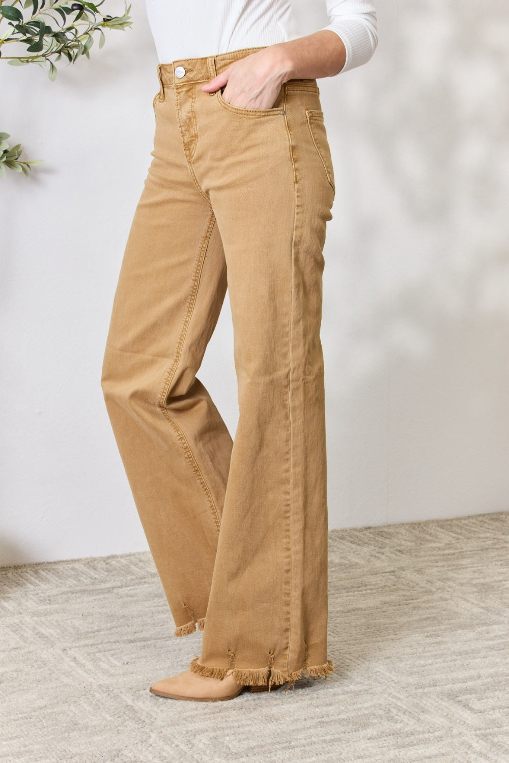 "RISEN" Hem Wide Leg Jeans