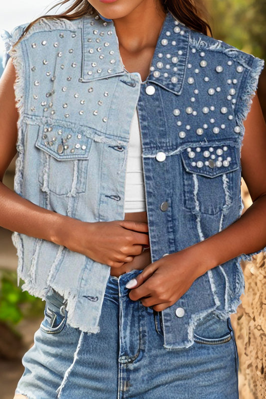 "Half-Half" Sleeveless Denim Jacket