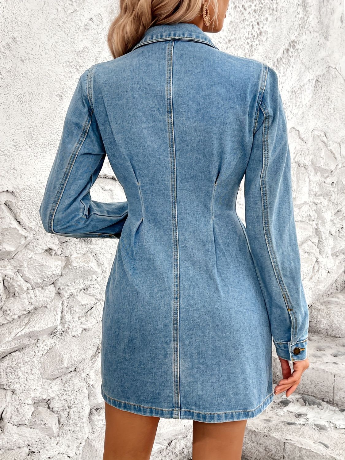 "Pocketed" Long Sleeve Denim Dress