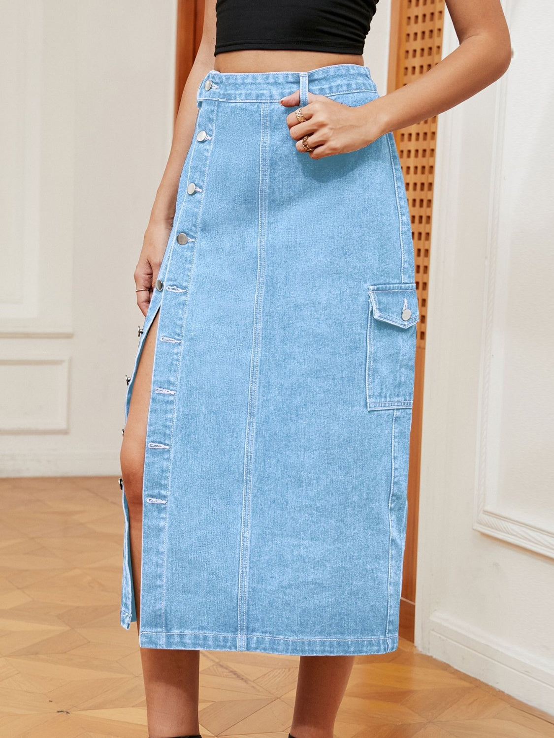 "Get Down" Midi Denim Skirt