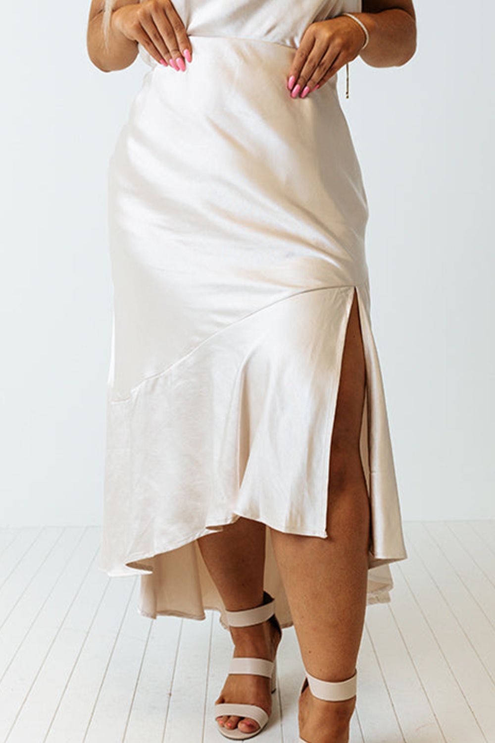 "Silky Skies" Slit Ruffled Skirt