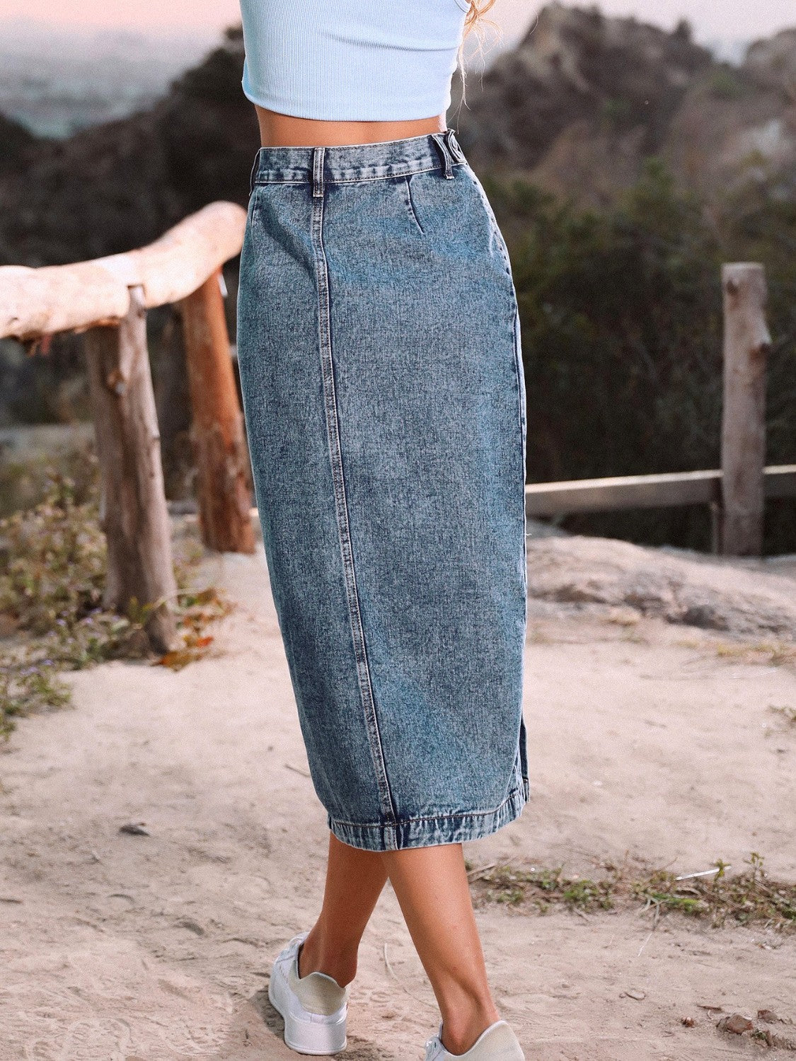 "Bust Down" Button down Denim Skirt