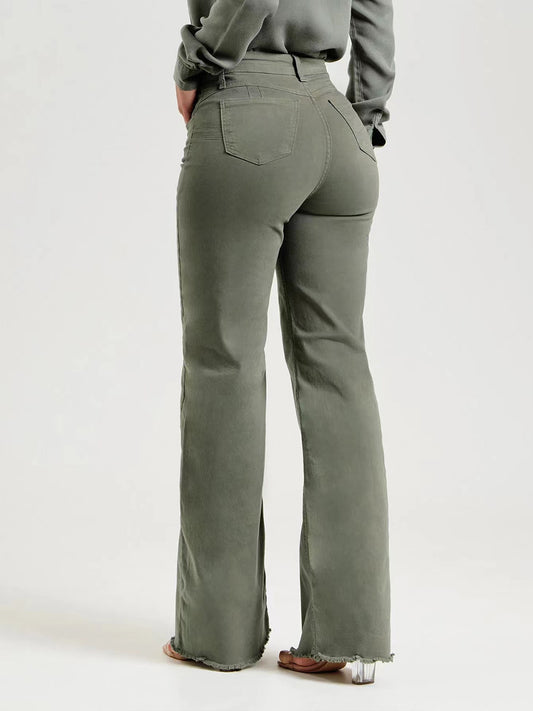 "Raw Sage" Hem Jeans with Pockets