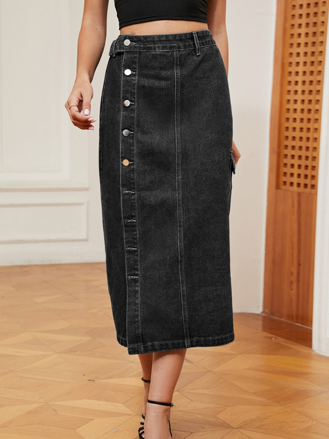 "Get Down" Midi Denim Skirt