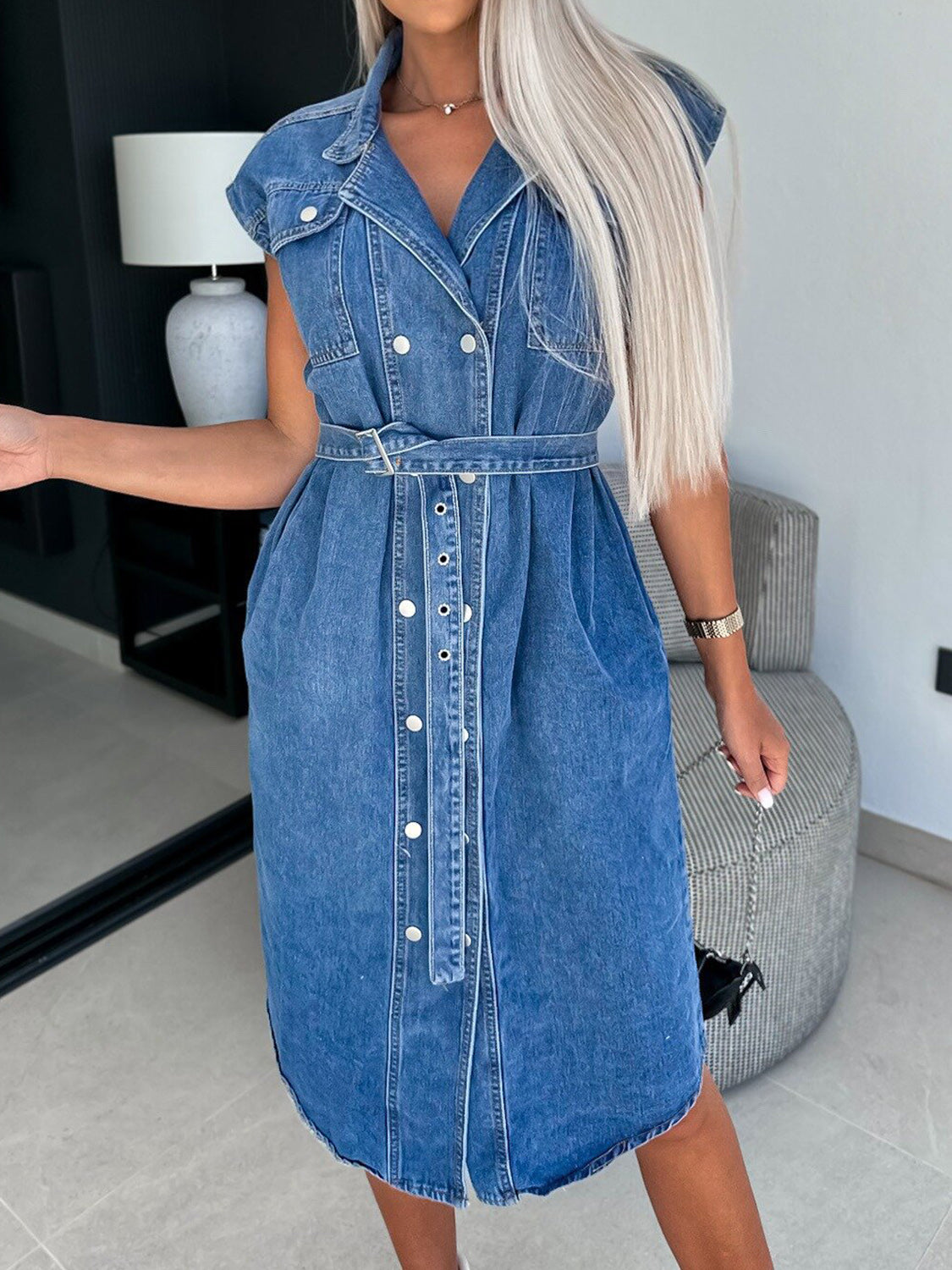 "Flossy" Sleeve Denim Dress