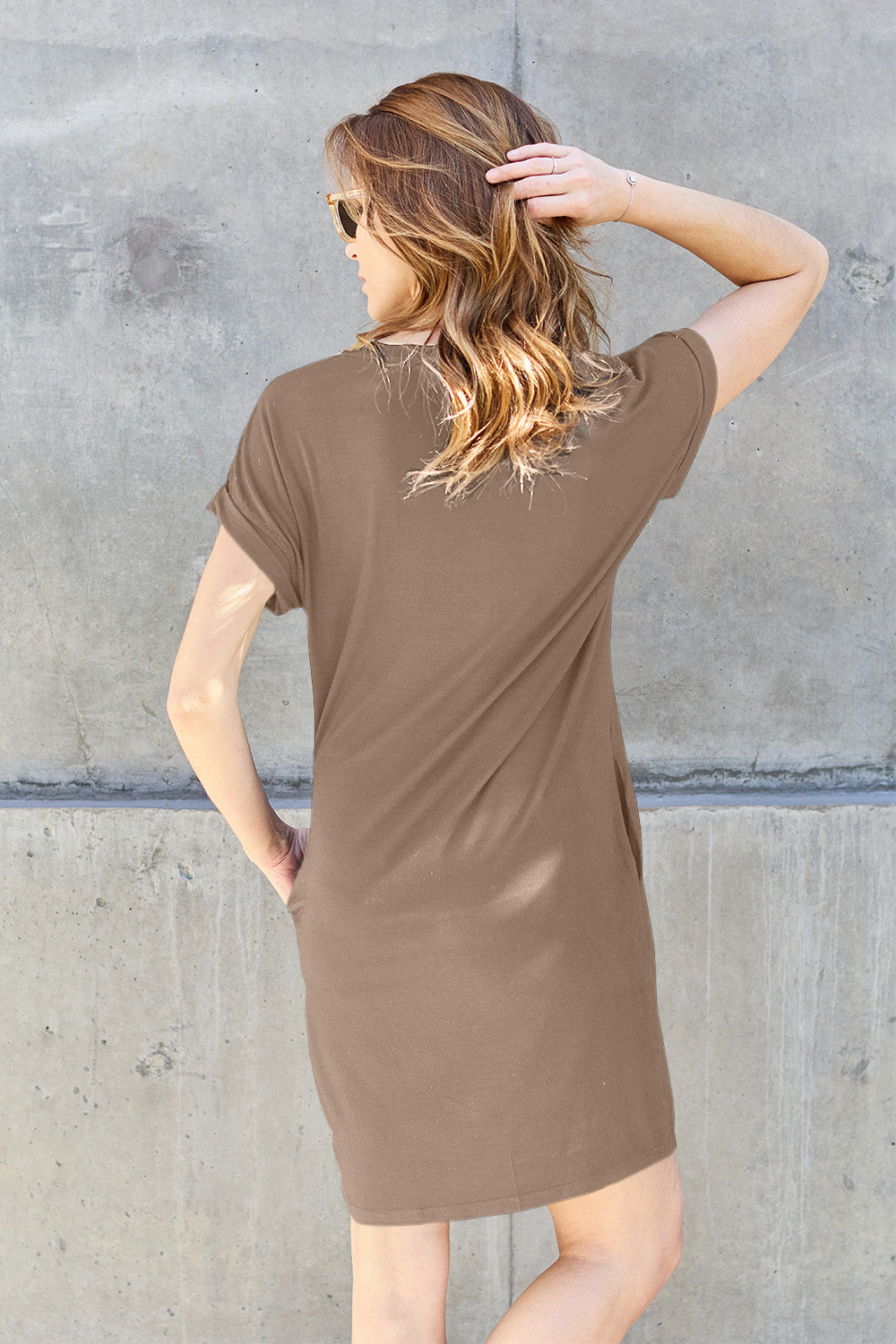 "Basic Bae" Short Sleeve Dress with Pockets
