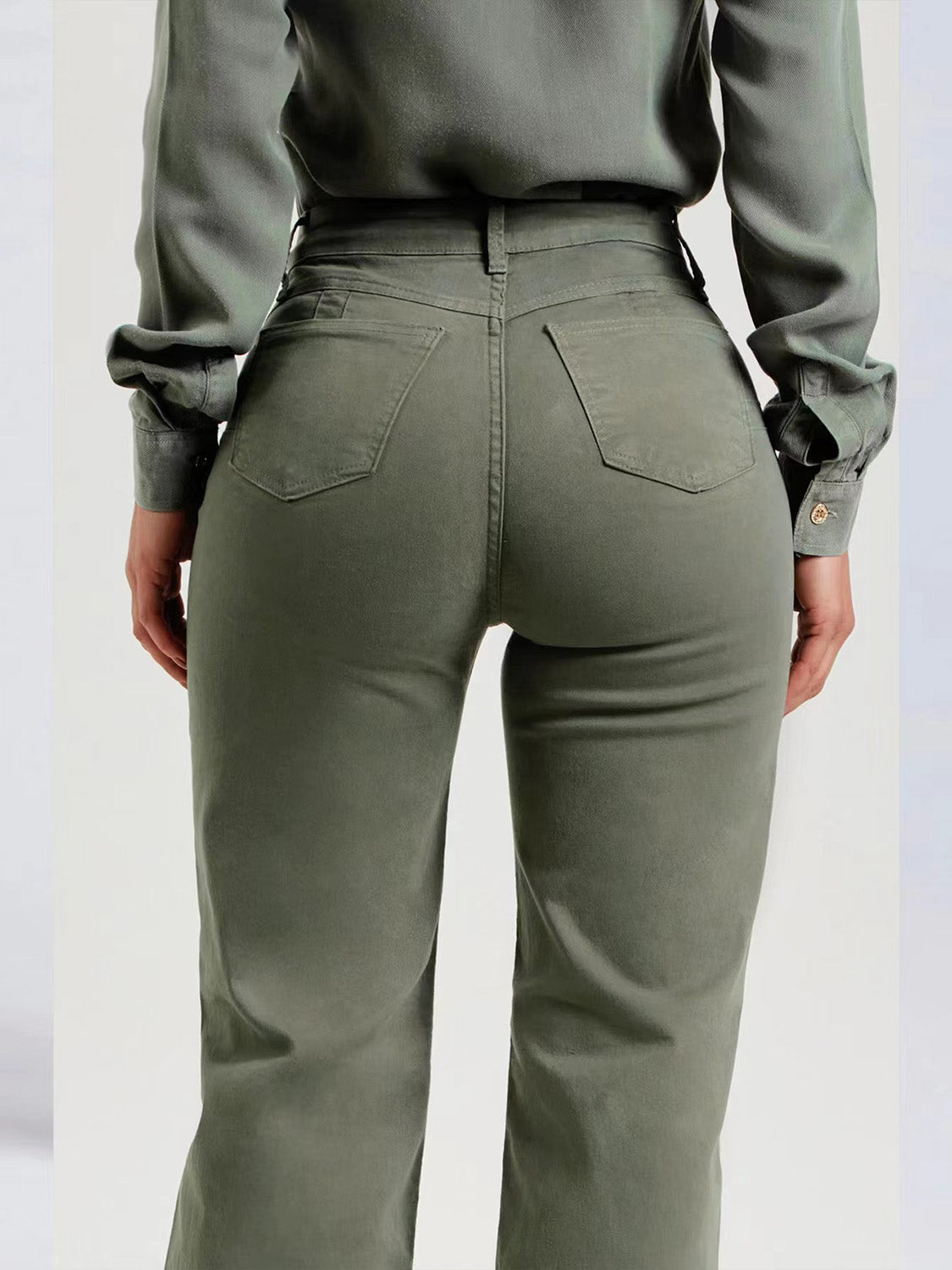 "Raw Sage" Hem Jeans with Pockets