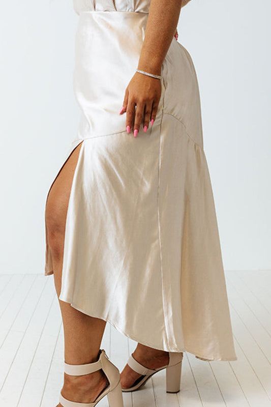 "Silky Skies" Slit Ruffled Skirt