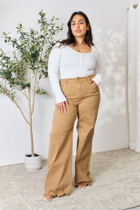 "RISEN" Hem Wide Leg Jeans