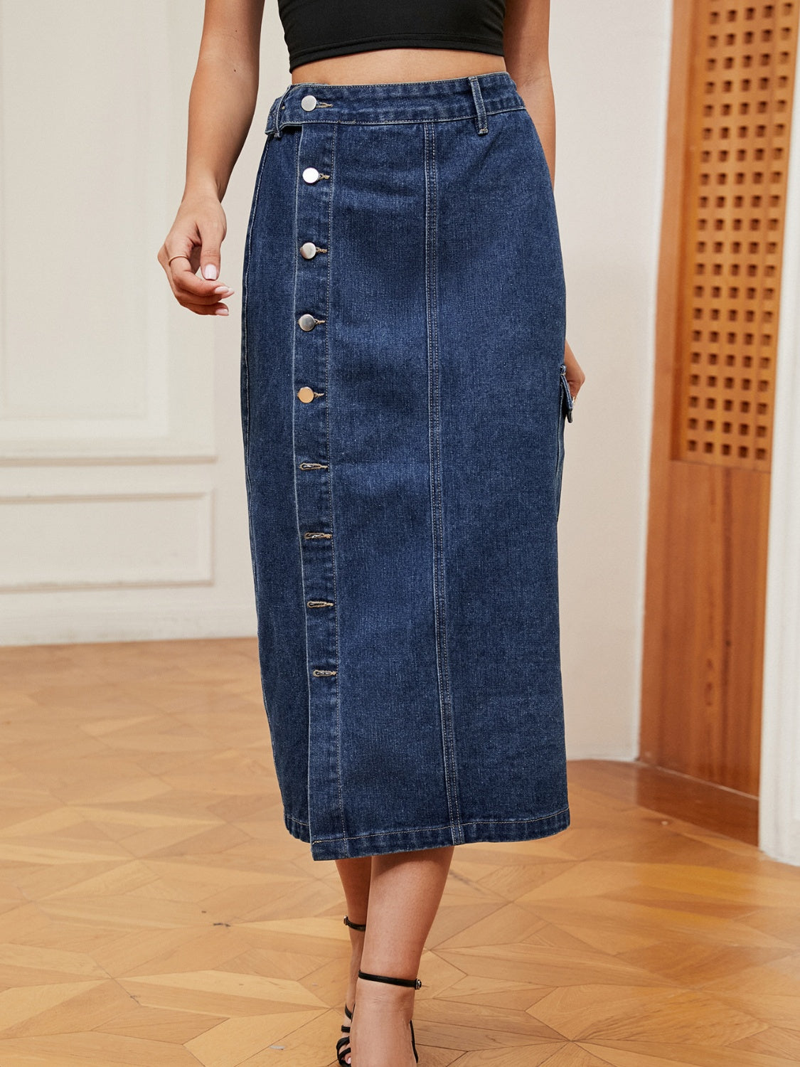 "Get Down" Midi Denim Skirt