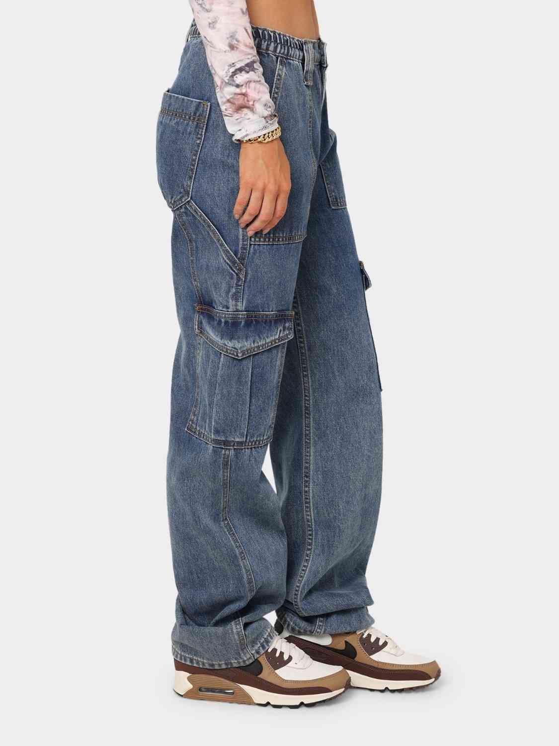 "Chevron Denim"Straight Jeans