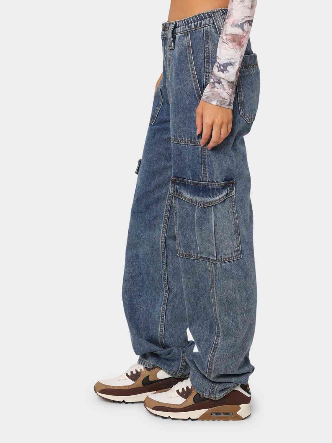 "Chevron Denim"Straight Jeans