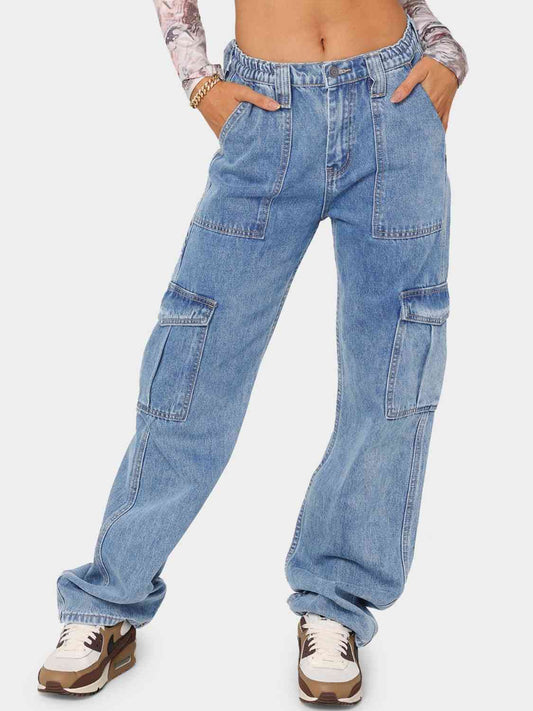 "Chevron Denim"Straight Jeans