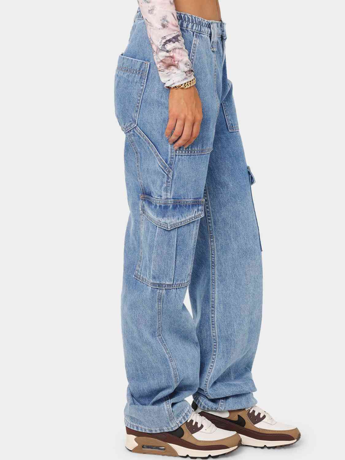 "Chevron Denim"Straight Jeans