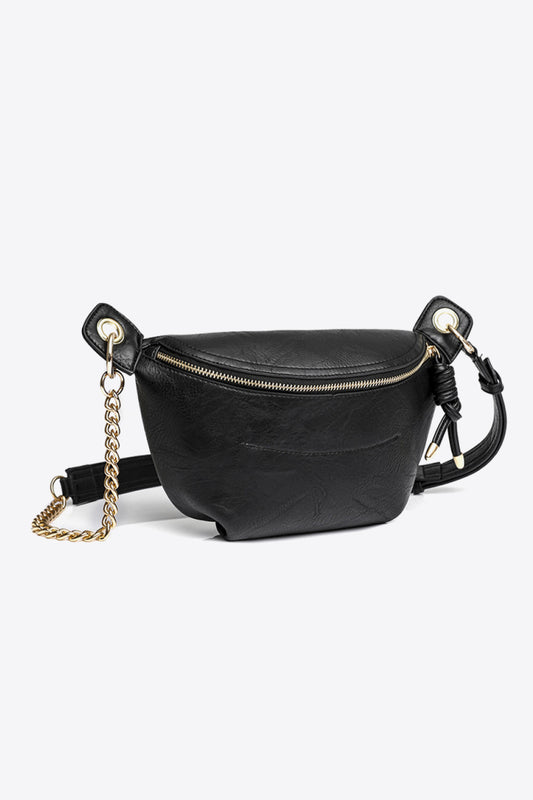 "Python Saddle"Chain Strap Crossbody Bag