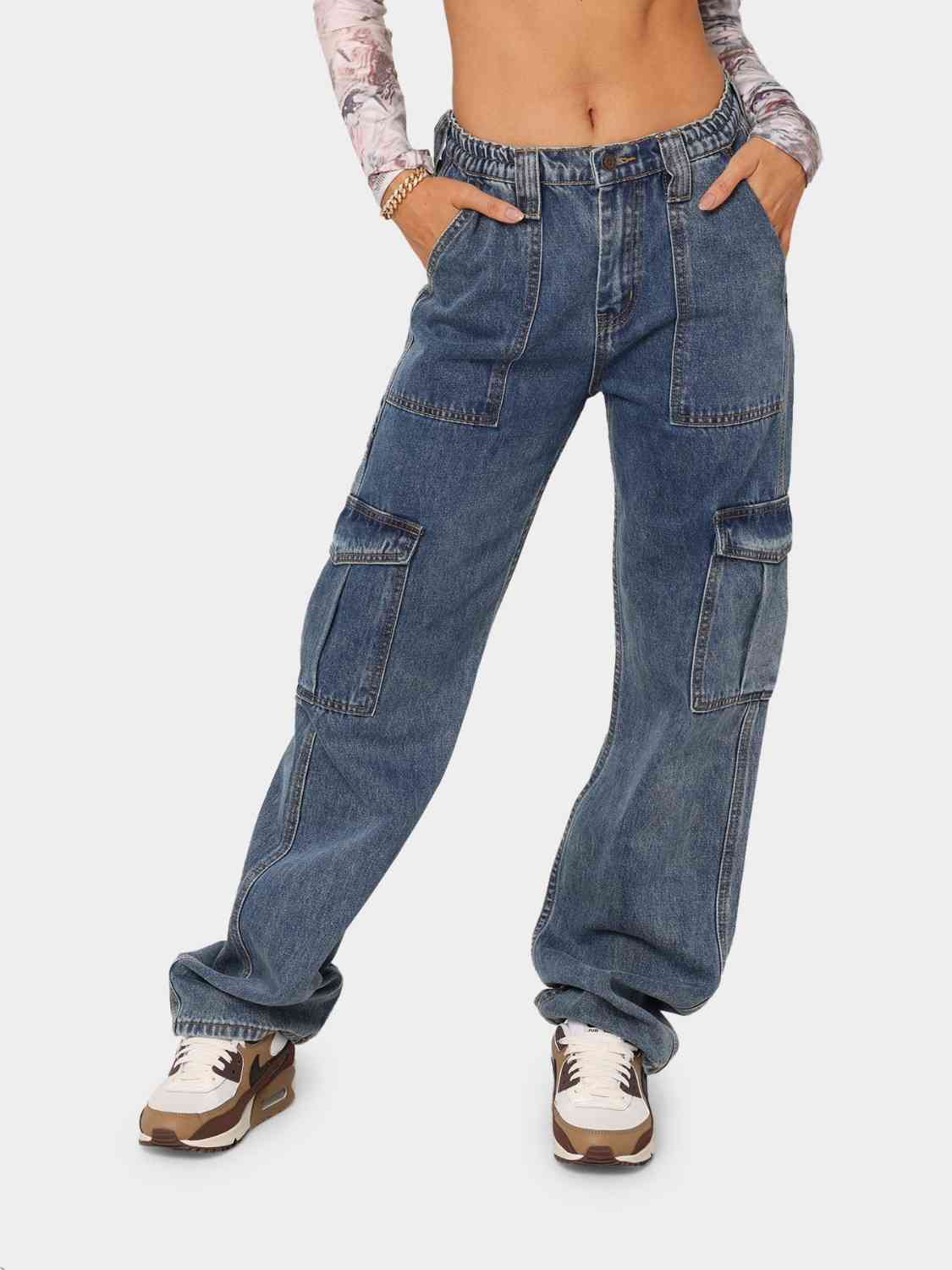 "Chevron Denim"Straight Jeans