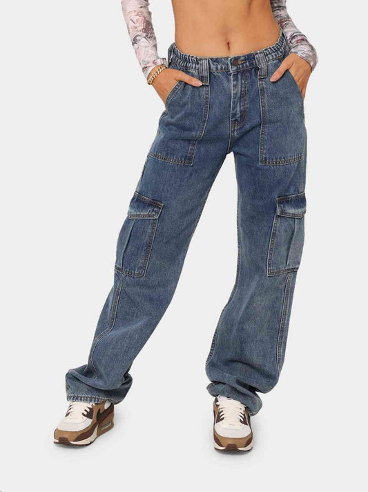 "Chevron Denim"Straight Jeans