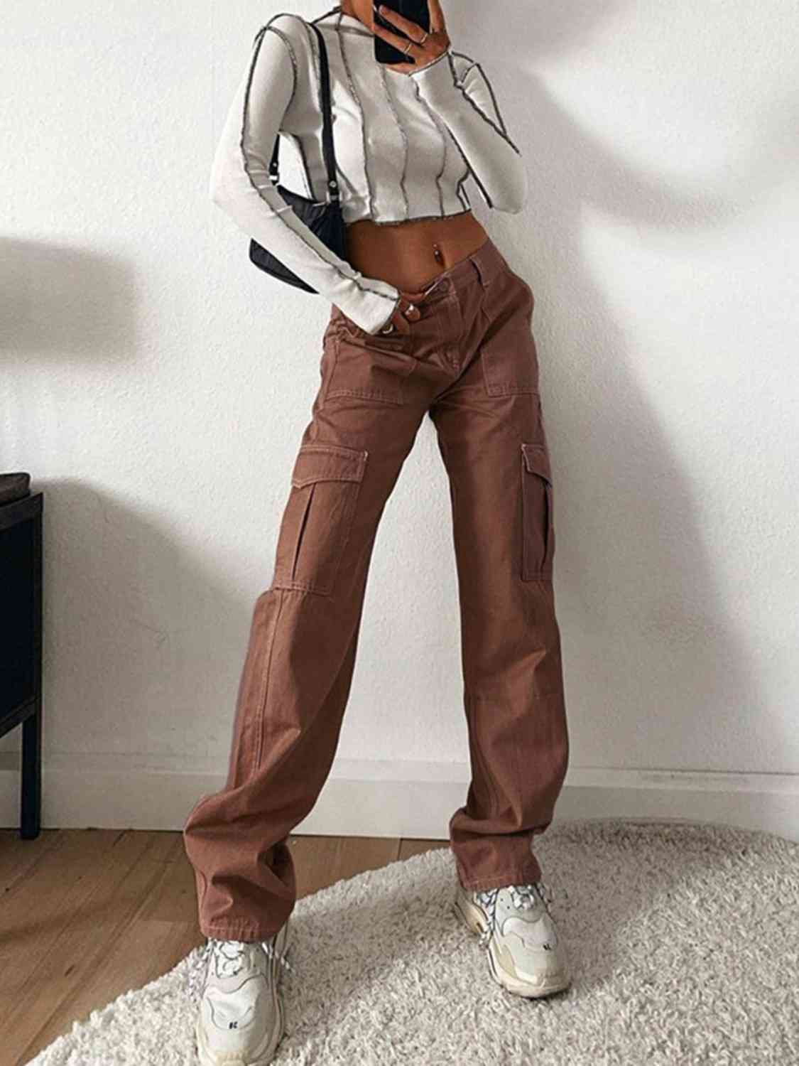 "Chevron Denim"Straight Jeans