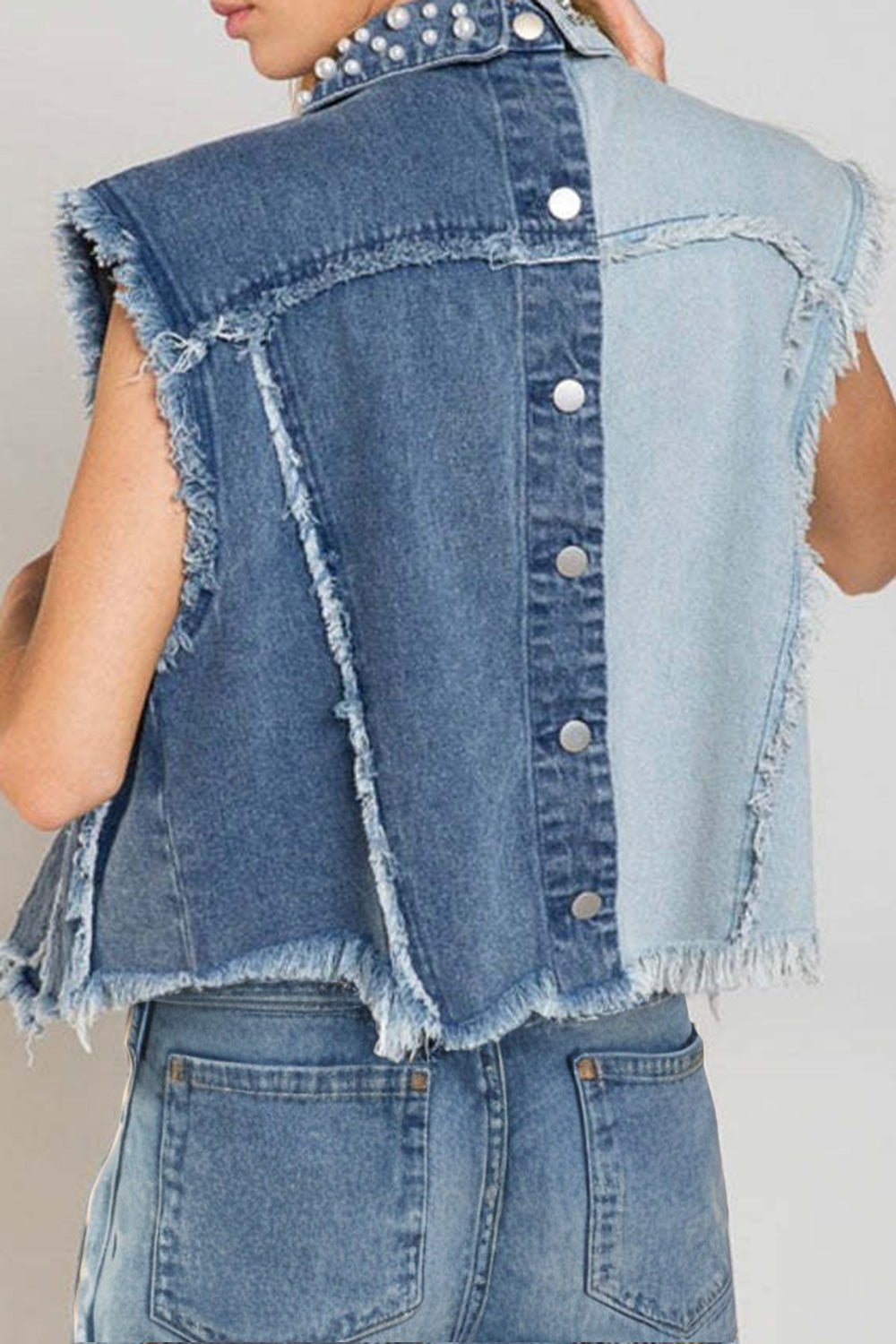 "Half-Half" Sleeveless Denim Jacket