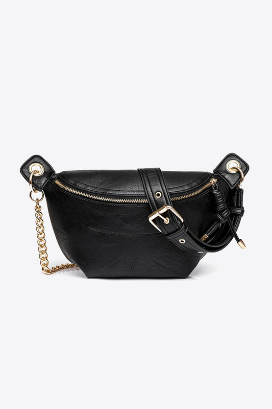 "Python Saddle"Chain Strap Crossbody Bag