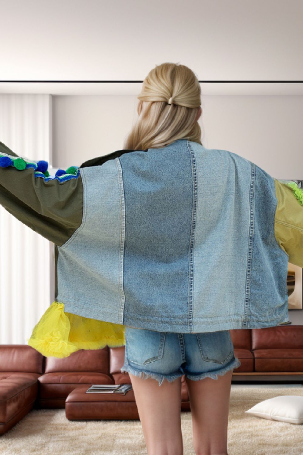 "Vuitton" Patchwork Zip Up Dropped Shoulder Jacket